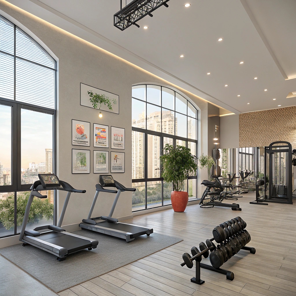 Modern gym equipment area